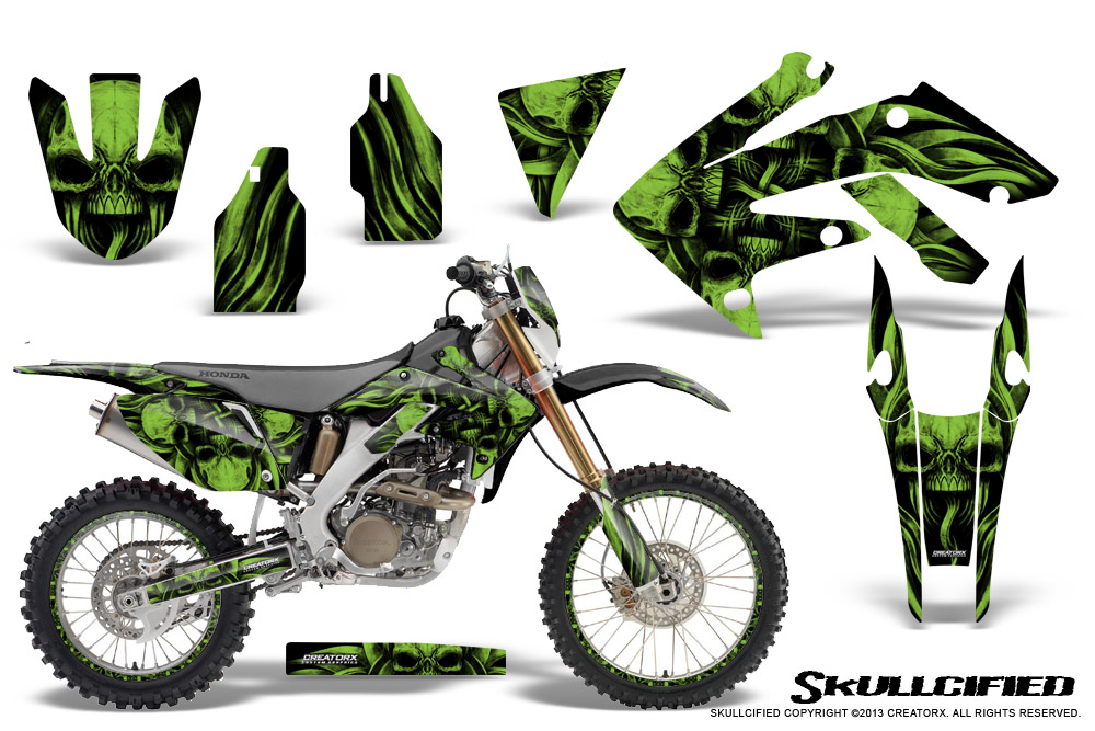 Honda CRF 250X 04-12 Graphics Kit Skullcified Green NP Rims